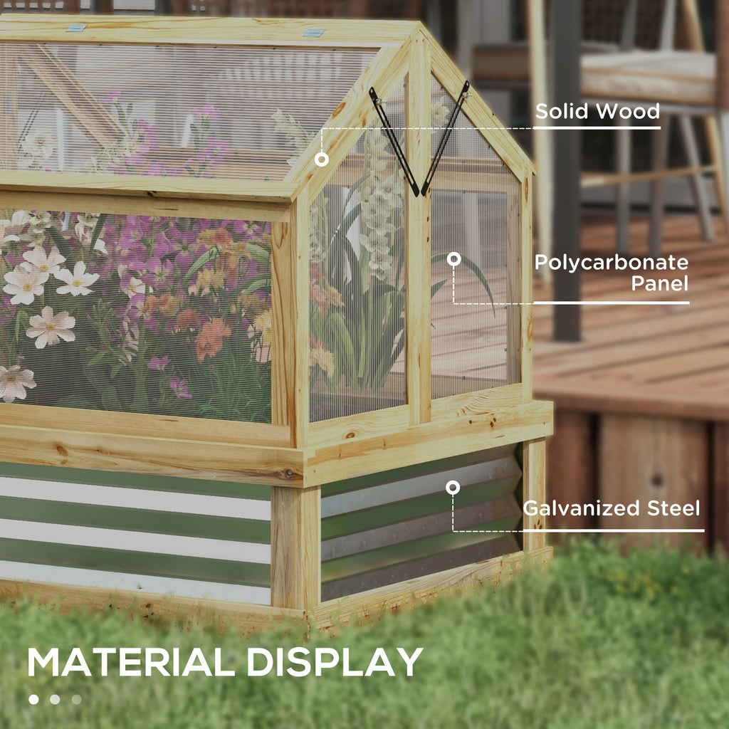NookGrow Peak Garden Bed with Planter Protection, 35.5" x 31.5" x 36", Natural