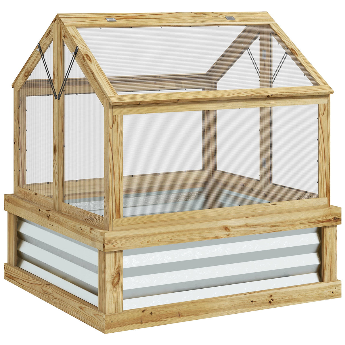 NookGrow Peak Garden Bed with Planter Protection, 35.5" x 31.5" x 36", Natural