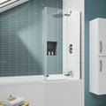 Torino 5mm Glass L-Shaped Hinged Bath Screen - 1400mm x 760mm - Chrome