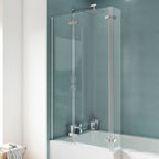 Torino 5mm Glass L-Shaped Hinged Bath Screen - 1400mm x 760mm - Chrome