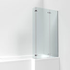 Torino 5mm Glass L-Shaped Hinged Bath Screen - 1400mm x 760mm - Chrome