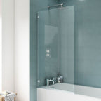 Ella 5mm Square Glass Bath Screen - 1410mm x 782mm - Chrome