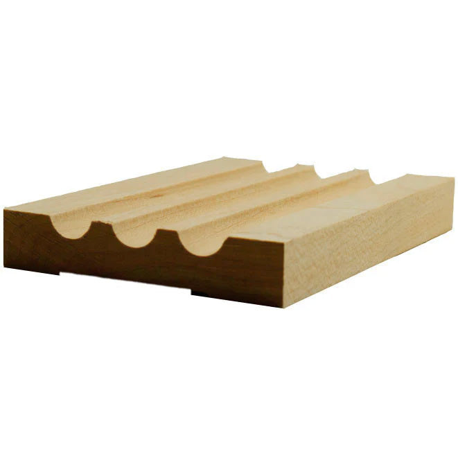 Image of EWCA42 wood Beveled 3-1/2 inch Casing Trim Moulding cross section on a white background. 
