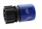 Hose Connector Blue with In-Line BSPM Valve and 4mm Barb Micro Connector