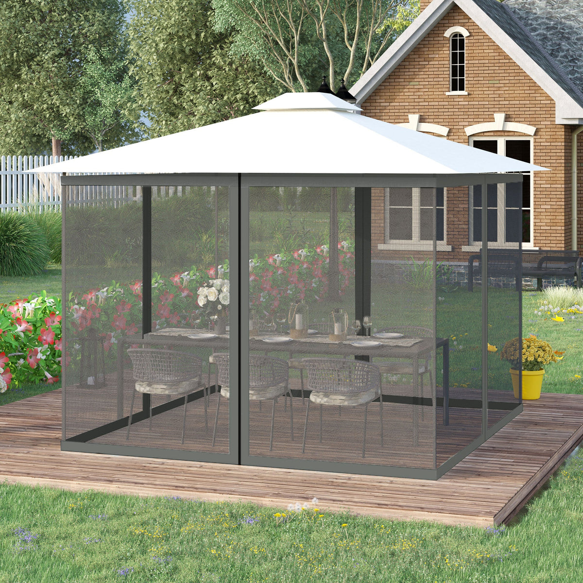 Replacement Mosquito Netting for Gazebo 10' x 13'with Zippers, Dark Grey