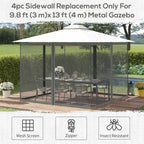 Replacement Mosquito Netting for Gazebo 10' x 13'with Zippers, Dark Grey