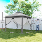 3.3 x 3.3m Pop Up Gazebo with Double Roof & Mesh Sidewalls, Grey