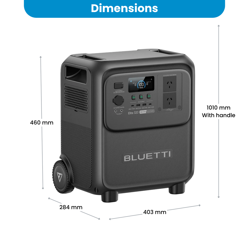 Bluetti Elite 320 1800W Portable Power Station with Wheels and Handle - 3200Wh