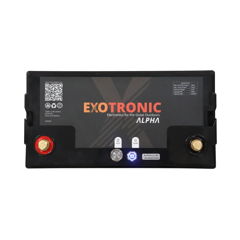 Twin Pack Exotronic 12V 180Ah Alpha IP67 Smart Bluetooth Lithium Batteries