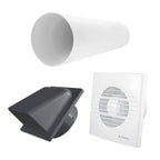 Through Wall Ventilation Kit RICO Pull-Cord Switch Fan with Graphite External Vent
