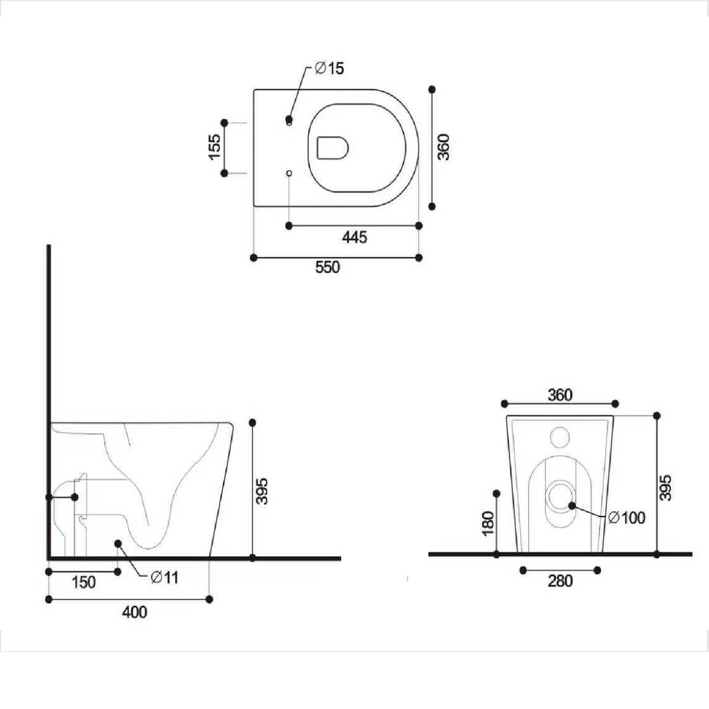 Fidenza Rimless Back to Wall Toilet with Soft Close Seat - White