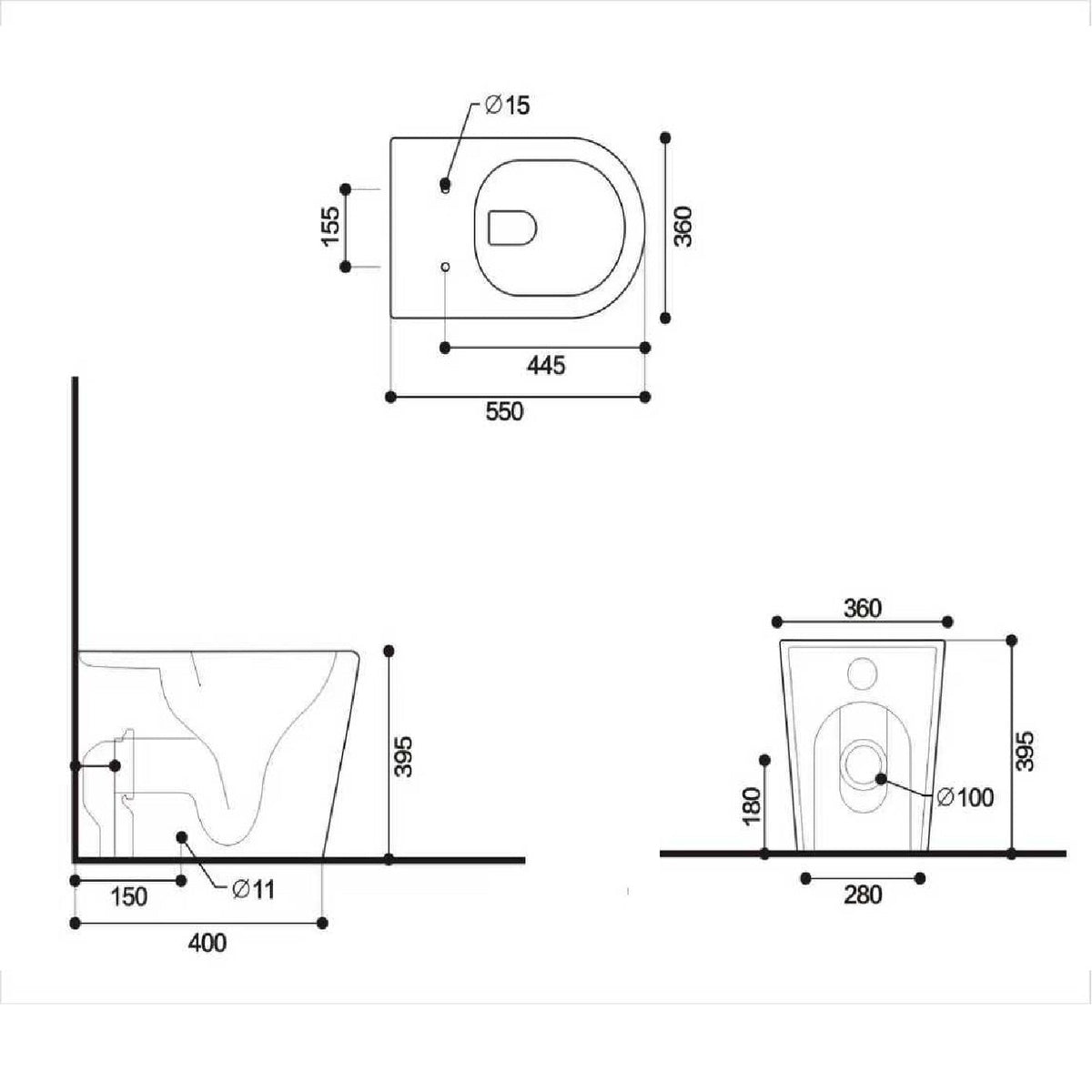 Fidenza Rimless Back to Wall Toilet with Soft Close Seat - White