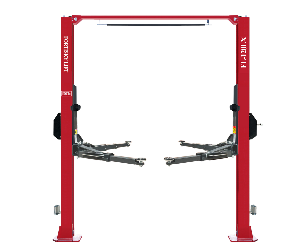 Fortisky FL-120LX 2-Post Car Lift 12,000 lb Capacity Overhead Single Point Lock Release