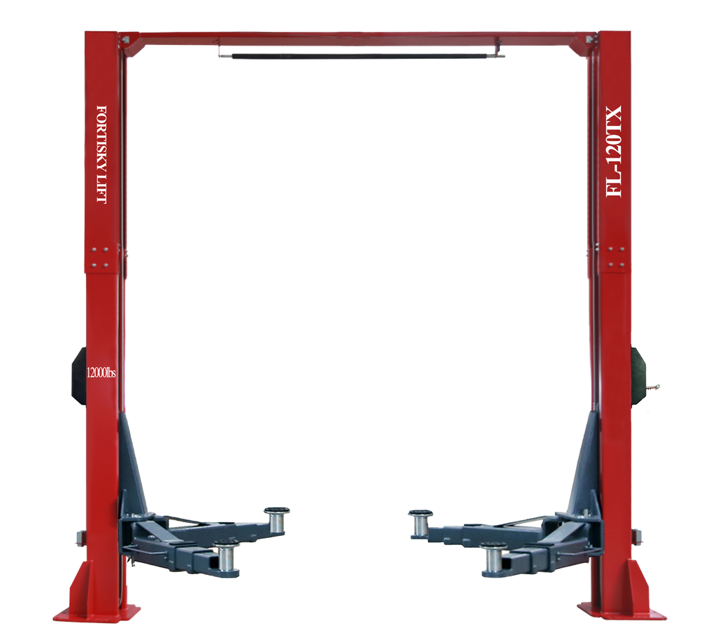 Fortisky FL-120TX 2-Post Car Lift 12,000 lb Capacity Overhead Single Point Lock Release