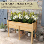Wooden Raised Garden Bed with Liner & Drain Holes, 45.3"x21.7"x31.5", Natural
