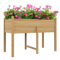 Wooden Raised Garden Bed with Liner & Drain Holes, 45.3"x21.7"x31.5", Natural