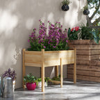 Wooden Raised Garden Bed with Liner & Drain Holes, 45.3"x21.7"x31.5", Natural