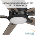 ESPEAR 5-Blade Smart Ceiling Fan Arms - Black (Replacement Parts)