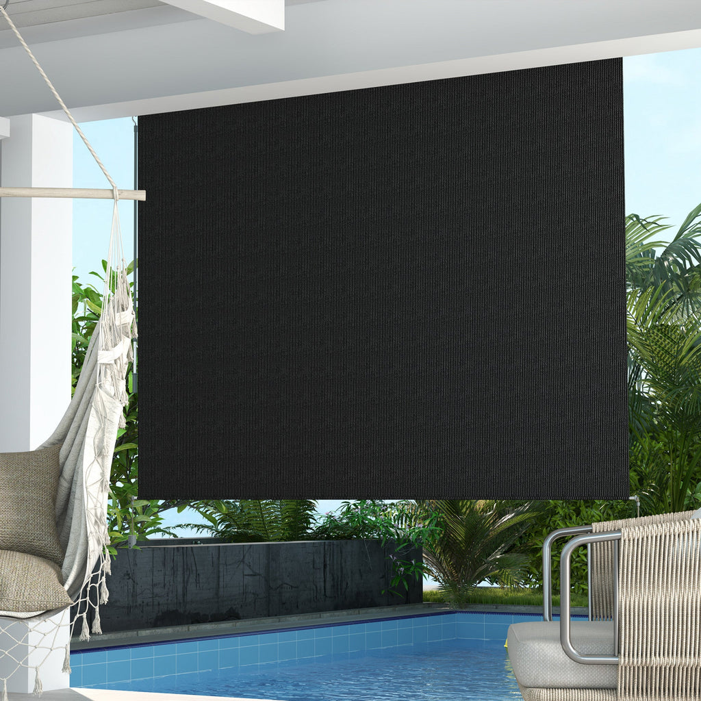 8'W x 6'H Roller Shades for Porch Balcony Gazebo, Black