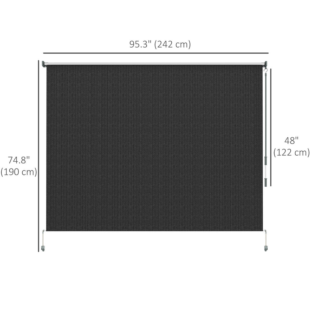 8'W x 6'H Roller Shades for Porch Balcony Gazebo, Black
