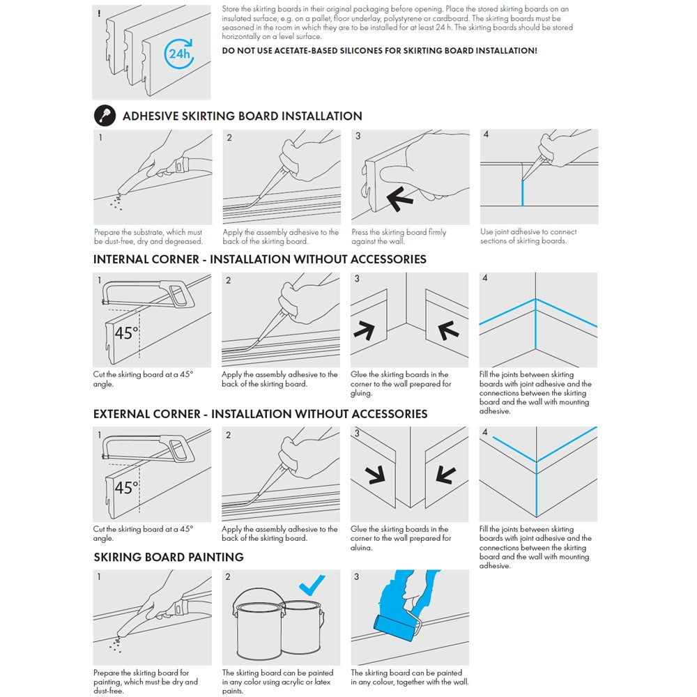 Intense Plastic Skirting Board - Water Resistant Skirting 2.44m x 80mm