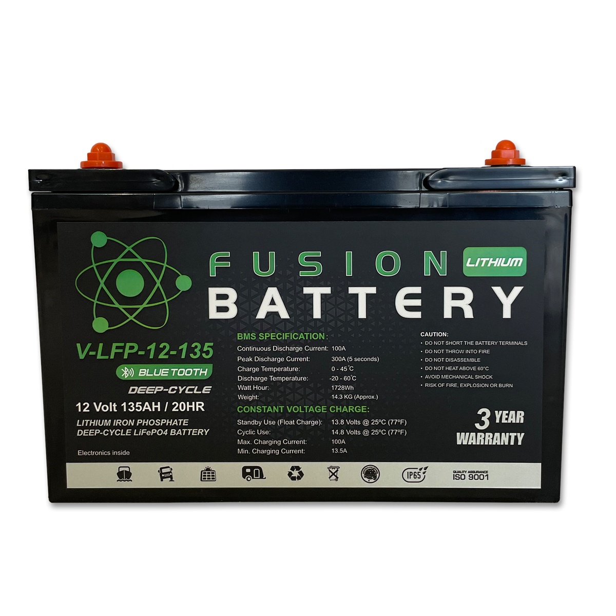 V-LFP-12-135 | 12v 135AH Fusion Lithium Battery | Deep Cycle