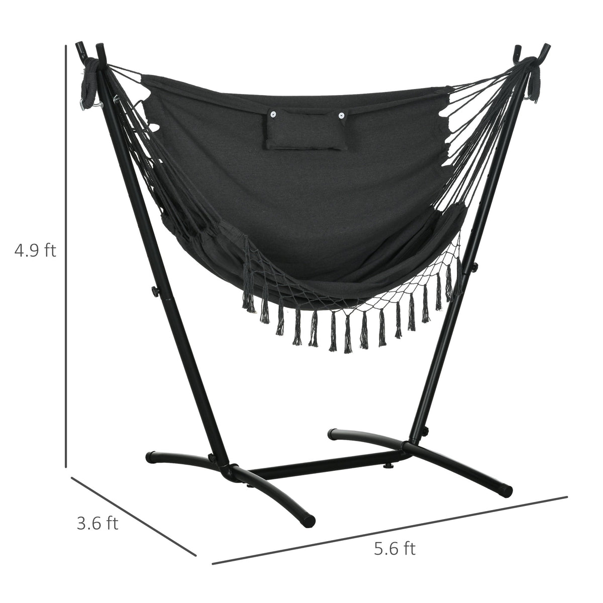 U-Shape Stand Hammock Chair with Headrest, Dark Gray