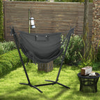 U-Shape Stand Hammock Chair with Headrest, Dark Gray