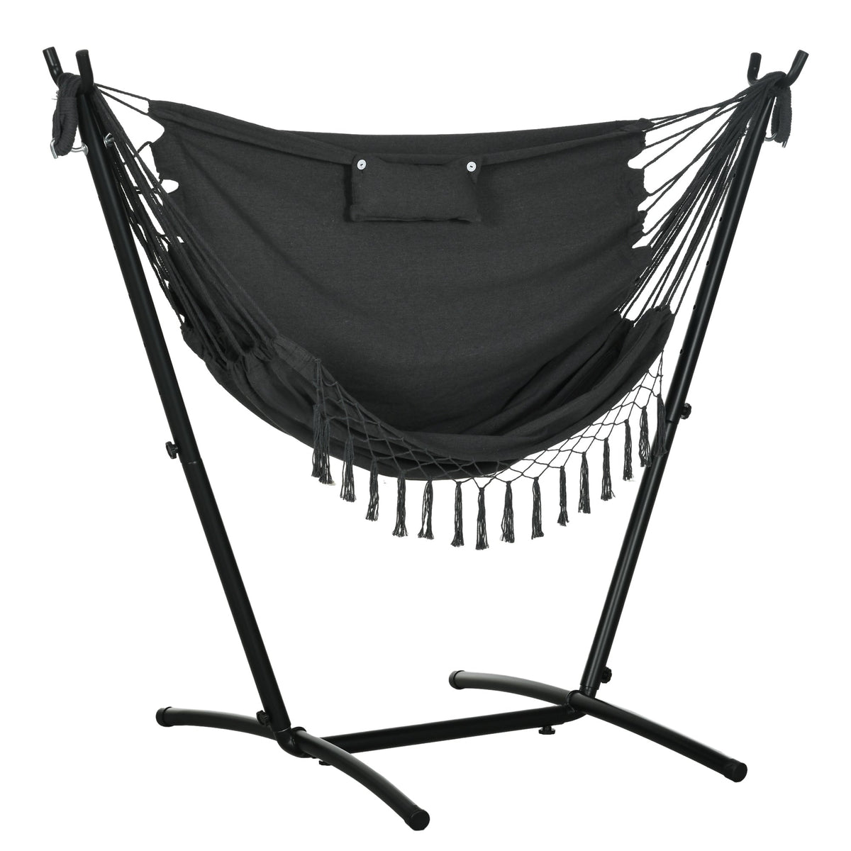 U-Shape Stand Hammock Chair with Headrest, Dark Gray