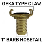 Geka Type Brass Claw Set –25mm Barb and 3/4” BSP Female