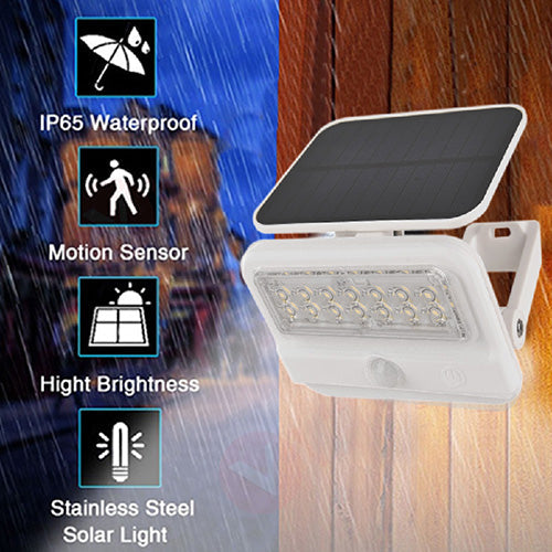 Solar Motion Sensor LED Light Outdoor Waterproof IP65 Security Wall Lamp 200LM