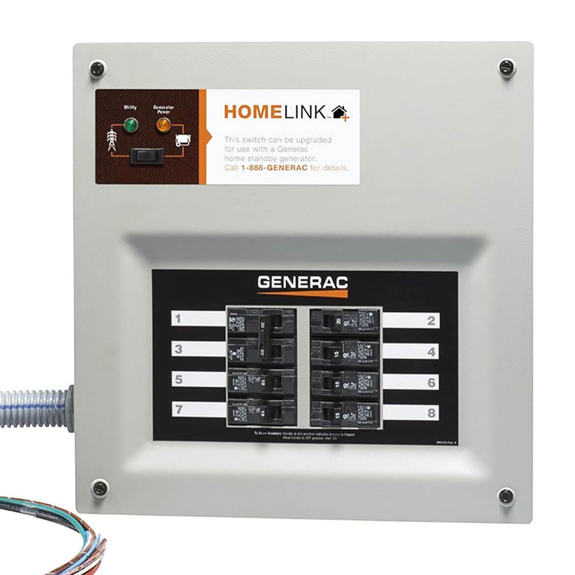 Generac 6853 30-Amp 6 - 8-Circuit HomeLink Indoor Manual Transfer Switch Kit