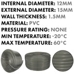 Grey Semi-Transparent PVC Pipe 12mm*15mm