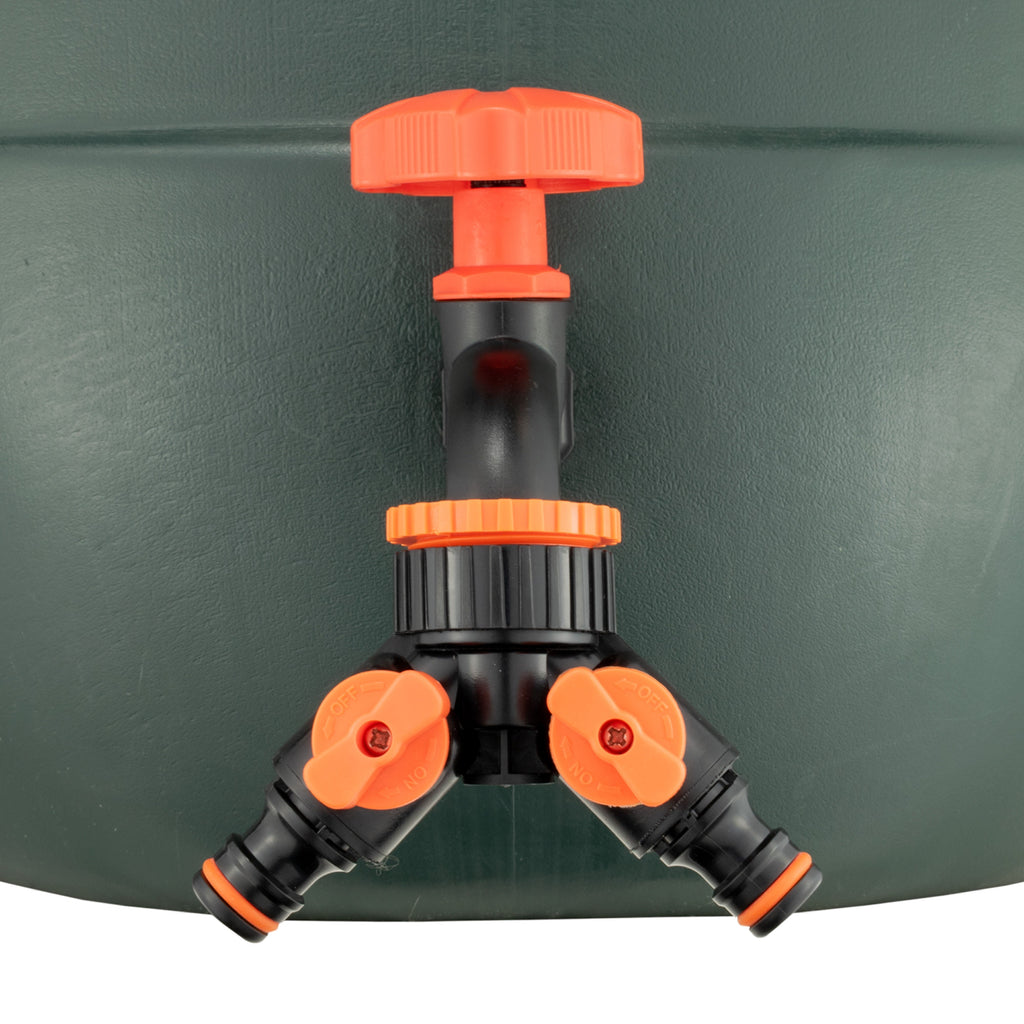 Water Butts Kit 3/4" PP Black Tap and Tap Splitter