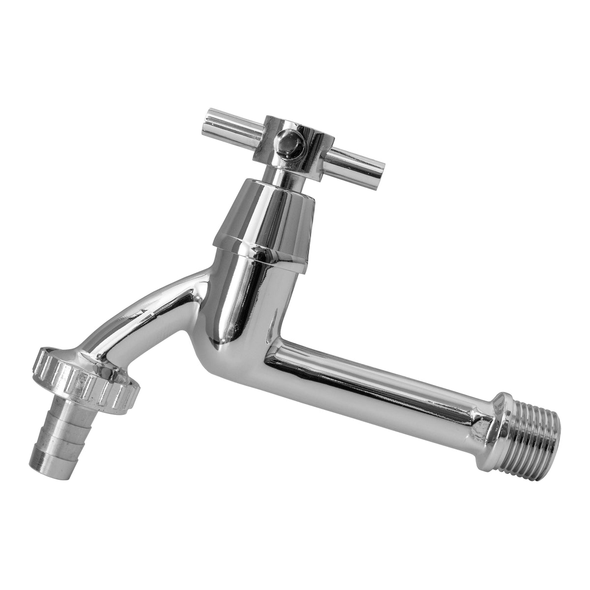 IBC 2" S60X6 - 1/2" BSP Cap with Extended Brass Chrome Tap 1/2" Barb