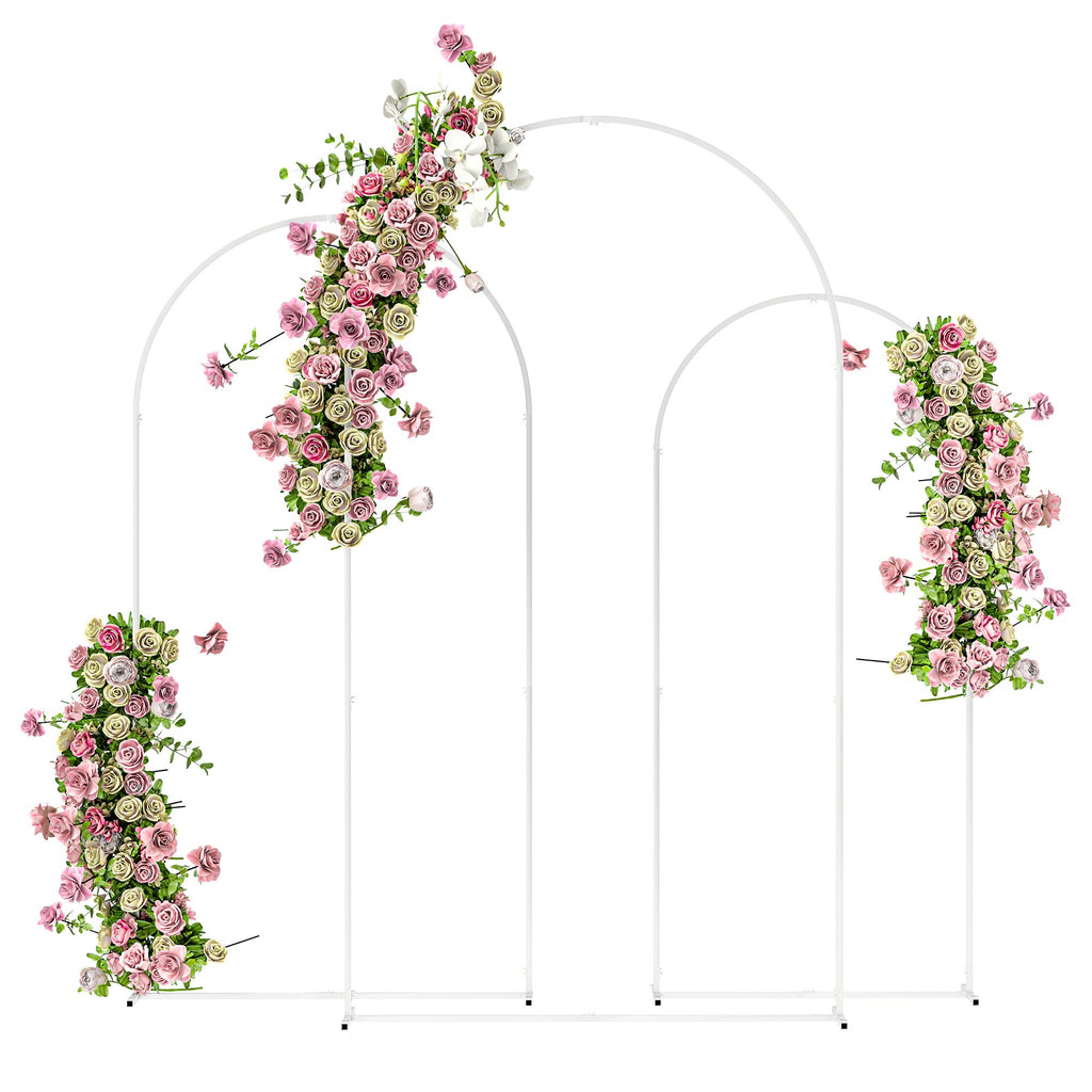 7/6.5/6ft Metal Wedding Arch Frame Backdrop Stand Set of 3, White