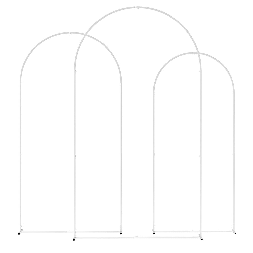 7/6.5/6ft Metal Wedding Arch Frame Backdrop Stand Set of 3, White