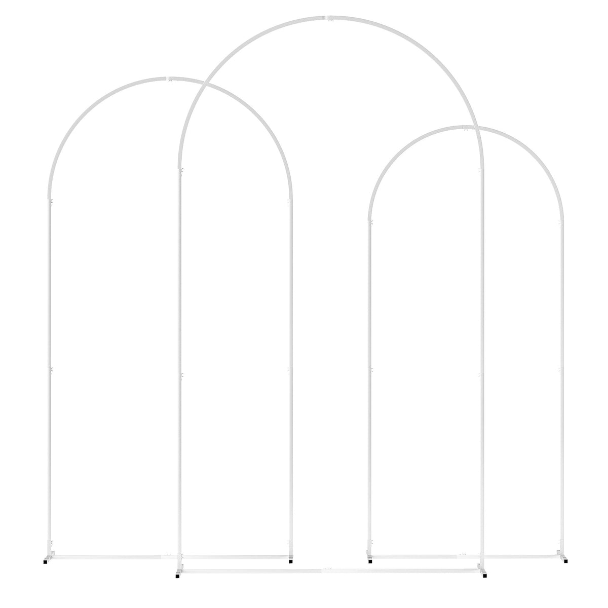 7/6.5/6ft Metal Wedding Arch Frame Backdrop Stand Set of 3, White