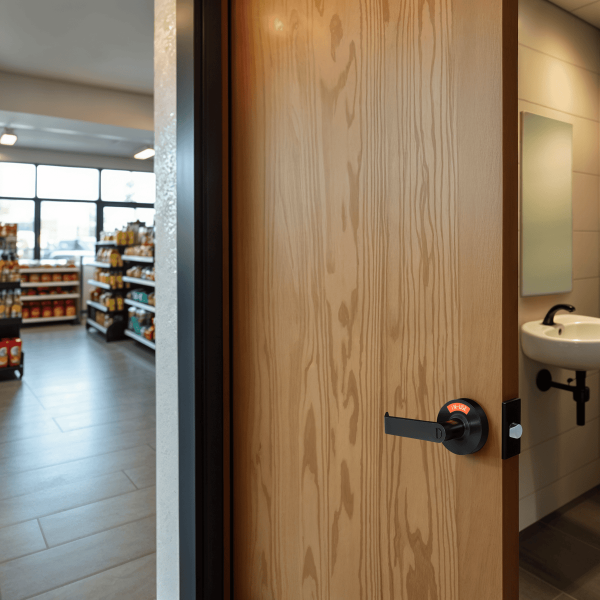 Privacy Door Lock with Occupancy Indicator in Matte Black