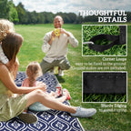 9' x 18' Reversible Outdoor Rug, Waterproof Plastic Straw, Blue & White Gourd Border