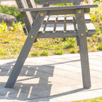 2-Seater Outdoor Wooden Bench with Middle Table & Parasol Hole, Patio Loveseat, Grey