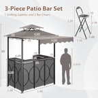 Grill Gazebo with Awning 3-Piece Outdoor BBQ Canopy Double-Tier Soft Top Barbecue Shelter