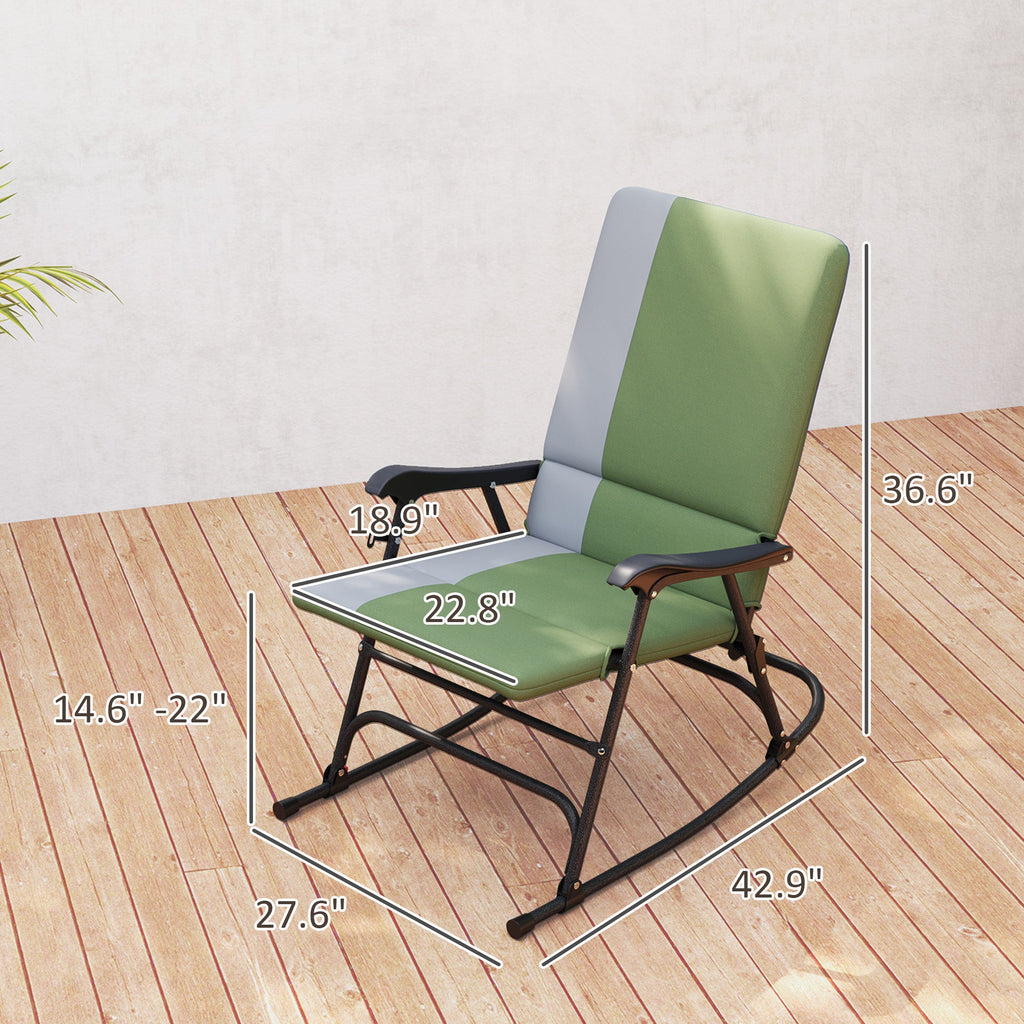 2-Piece Folding Outdoor Rocking Chairs, Dark Green