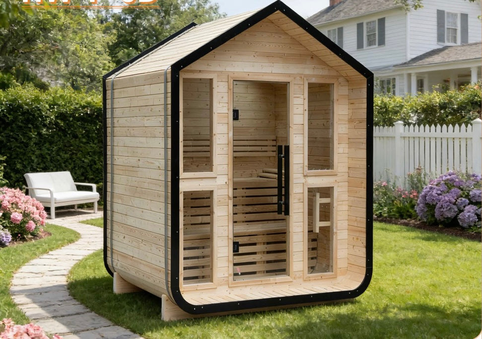 Outdoor House Sauna with Skylight — Red Cedar / Thermo Wood / Pine | 3-4 Person