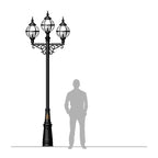 Victorian style globe lamp post triple headed in cast iron 3.6m (H233)