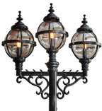 Victorian style globe lamp post triple headed in cast iron 3.6m (H233)