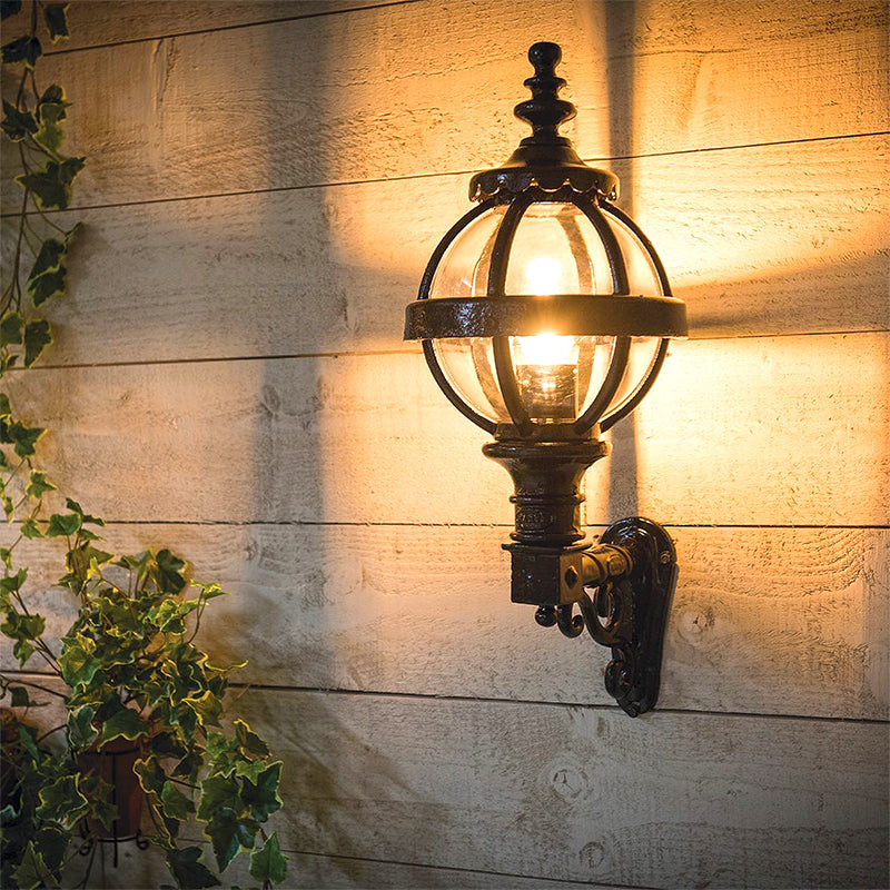 Victorian globe wall light in cast iron with decorative arm 0.59m (H243)