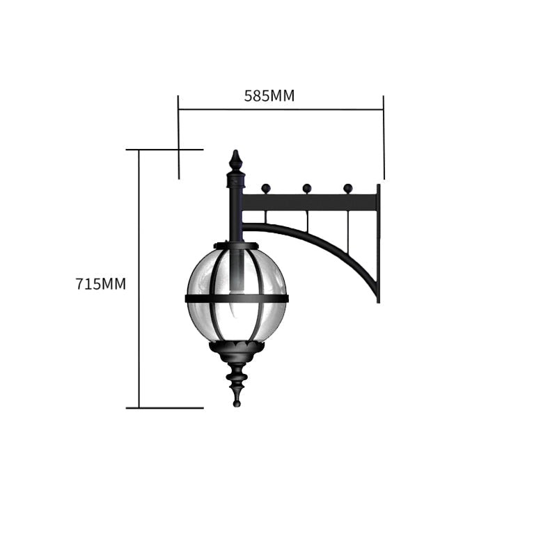 Victorian downturned globe wall light in cast iron 0.7m (H245)