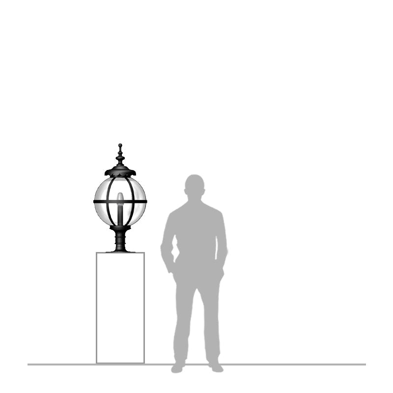 Victorian globe pier light for flat pier caps 1.03m (H250)