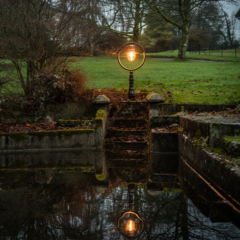 Classic railway style pedestal light in cast iron and steel 1.21m (H308)